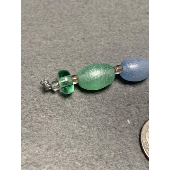 Handcrafted Lampwork Glass Beaded Bracelet In Ocean Green & Blue with Textured D - Picture 4 of 5